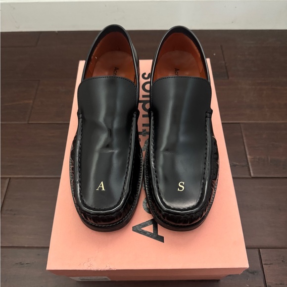 Acne Black Leather Men's Slip-On Loafers - Picture 1 of 10